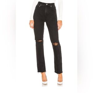 AGOLDE Black Distressed Straight Leg Jeans Size 27 High Rise Premium Denim